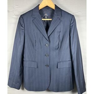 Brooks Brothers 346 Blazer Womens 4 Navy Blue Pinstripe Wool Lined Work Office